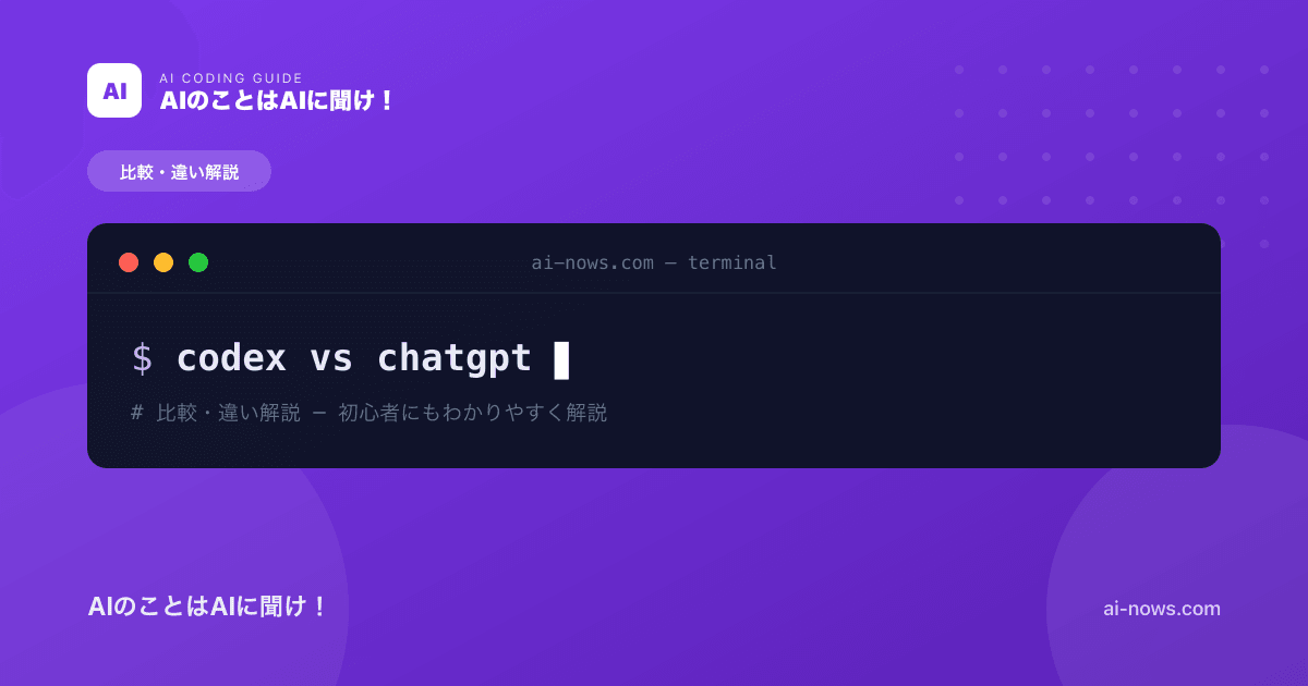 Codex と ChatGPT通常チャットの違い｜同じアカウントなのに何が違う？【完全解説】