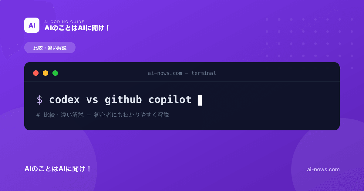 Codex vs GitHub Copilot 完全比較｜2026年・どっちが買い？目的別おすすめを解説